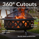 Sunnydaze Crossweave Wood-Burning Fire Pit with Spark Screen and Poker