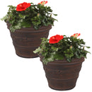 Sunnydaze Laurel Polyresin Outdoor Flowerpot Planter - Rust - 13"