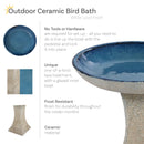 Sunnydaze Nantes Outdoor Ceramic Bird Bath - White Lava Finish - 16" H