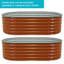Two brown garden beds with text that reads, Garden beds can be assembled separately to create two 62.5-inch wide beds.