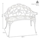 Sunnydaze 2-Person Cast Aluminum Classic Rose Garden Bench - White