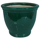Sunnydaze Round Glazed Ceramic Planter with Drainage