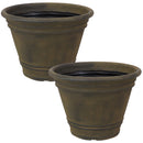 Sunnydaze Franklin Indoor and Outdoor Resin Planter, Sable Finish, 20-Inch Diameter