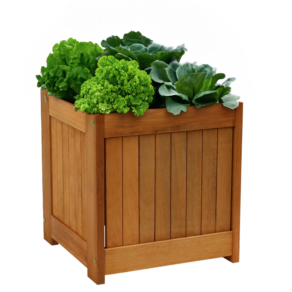 Sunnydaze Meranti Outdoor Square Wooden Planter Box - 16