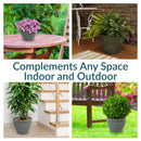 Sunnydaze Round Glazed Ceramic Planter with Drainage