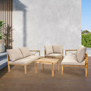 Sunnydaze 4-Piece Wood Patio Furniture Set – L-Shaped Outdoor Sofa Set