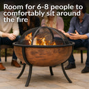 Sunnydaze Copper Raised Outdoor Fire Pit Bowl with Spark Screen - 32"