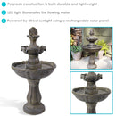 Sunnydaze Pineapple 2-Tier Solar Powered Fountain with Battery Backup Fountain - 33"