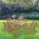 Sunnydaze Hatteras 7-Piece Outdoor Dining Set with Umbrella Hole - Patio Dining Set for 6