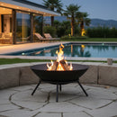 Sunnydaze Raised Cast Iron Fire Pit Bowl with Steel Finish - 22" Diameter