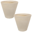Sunnydaze Walter Ribbed Cone Indoor/Outdoor Planter Pot, Antique White Finish, 16-Inch Diameter