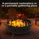 Sunnydaze Crossweave Wood-Burning Fire Pit with Spark Screen and Poker