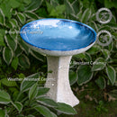 Sunnydaze Nantes Outdoor Ceramic Bird Bath - White Lava Finish - 16" H