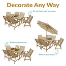Sunnydaze Hatteras 7-Piece Outdoor Dining Set with Umbrella Hole - Patio Dining Set for 6