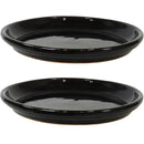 Sunnydaze Set of 2 Glazed Ceramic Planter Saucers