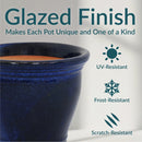 Sunnydaze Studio Glazed Ceramic Planter with Drainage Holes - Set of 2