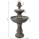 Sunnydaze Pineapple 2-Tier Solar Powered Fountain with Battery Backup Fountain - 33"