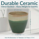Sunnydaze Resort Glazed Ceramic Planter with Drainage Holes - Set of 2