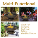 Sunnydaze 30" Cauldron Fire Pit with Spark Screen and Poker