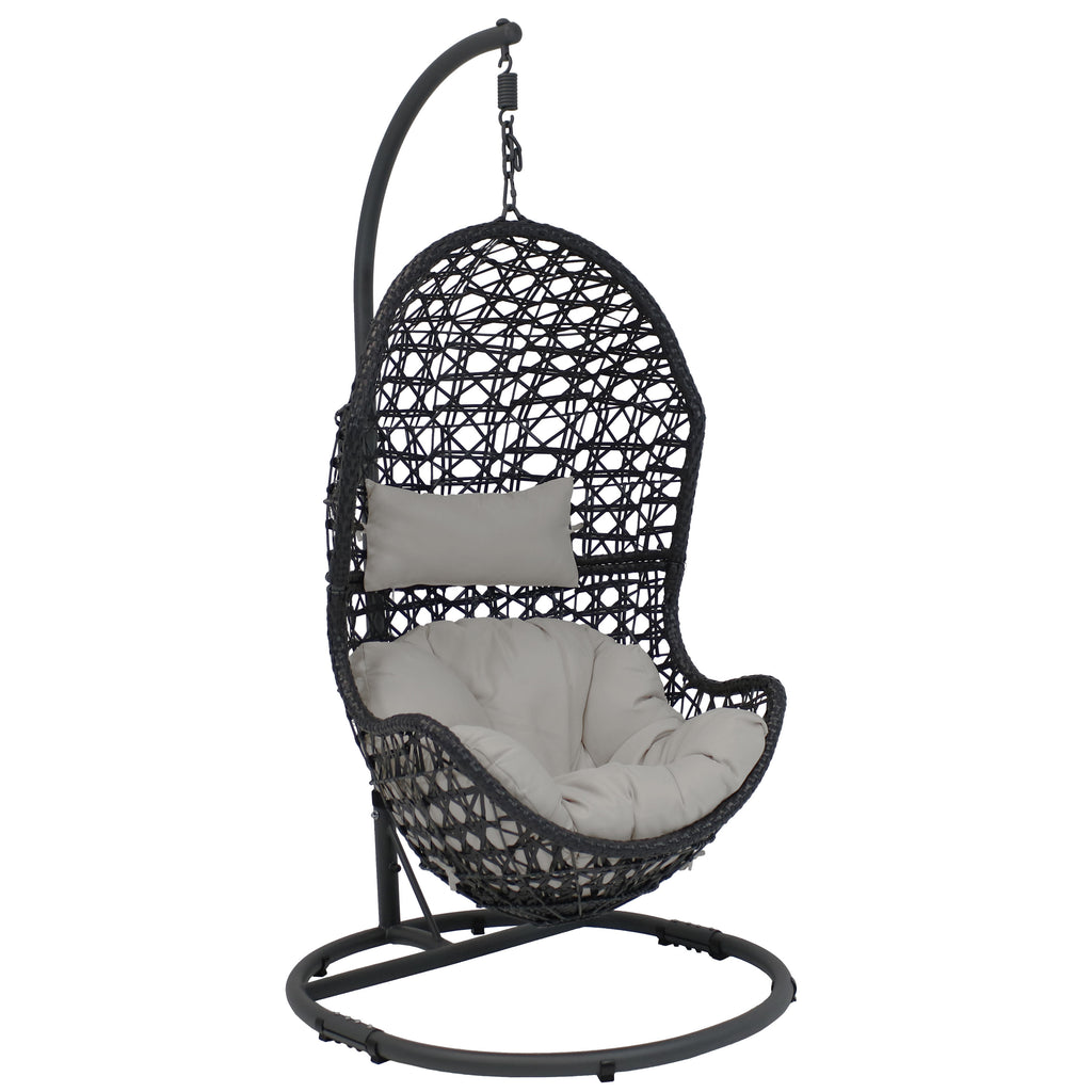 Sunnydaze Cordelia Hanging Egg Chair with Steel Stand and Cushion