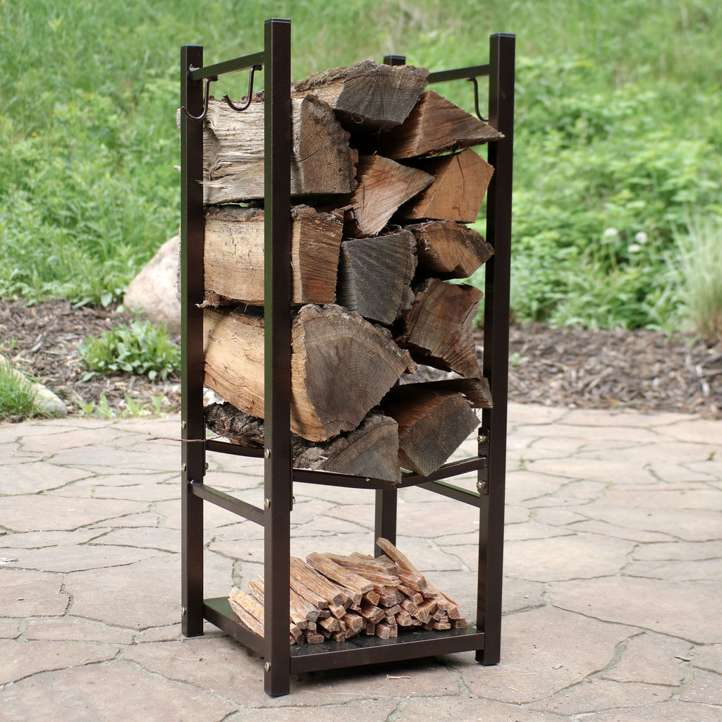 Sunnydaze Indoor/Outdoor Firewood Storage Rack with Tool Holders