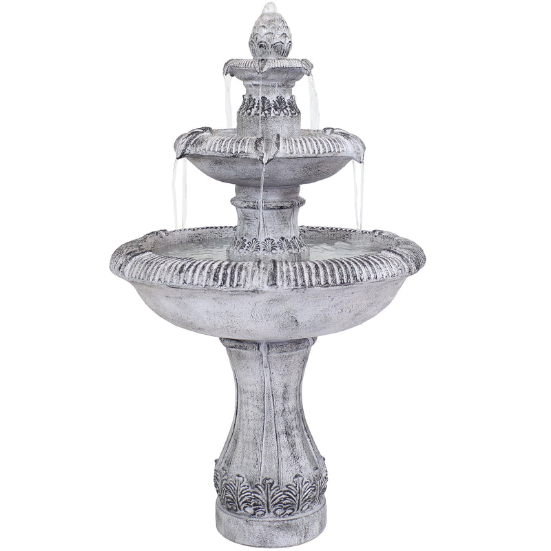 Sunnydaze 50" 3-Tier Outdoor Water Fountain - Mediterranean Reinforced Concrete