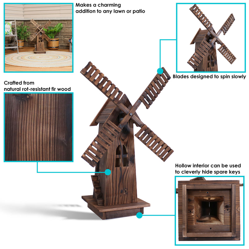 Sunnydaze Outdoor Wood Decorative Dutch Windmill - 34"