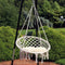 Sunnydaze Macrame Hanging Hammock Chair with Tassels and Cushion - White