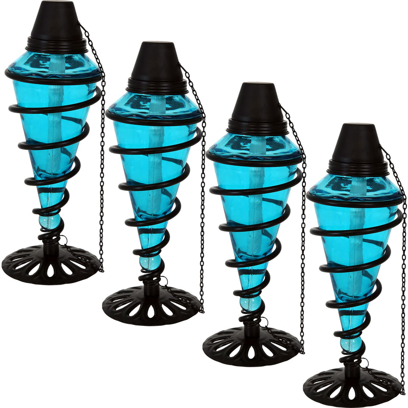 Sunnydaze Swirling Metal with Glass Outdoor Tabletop Torches