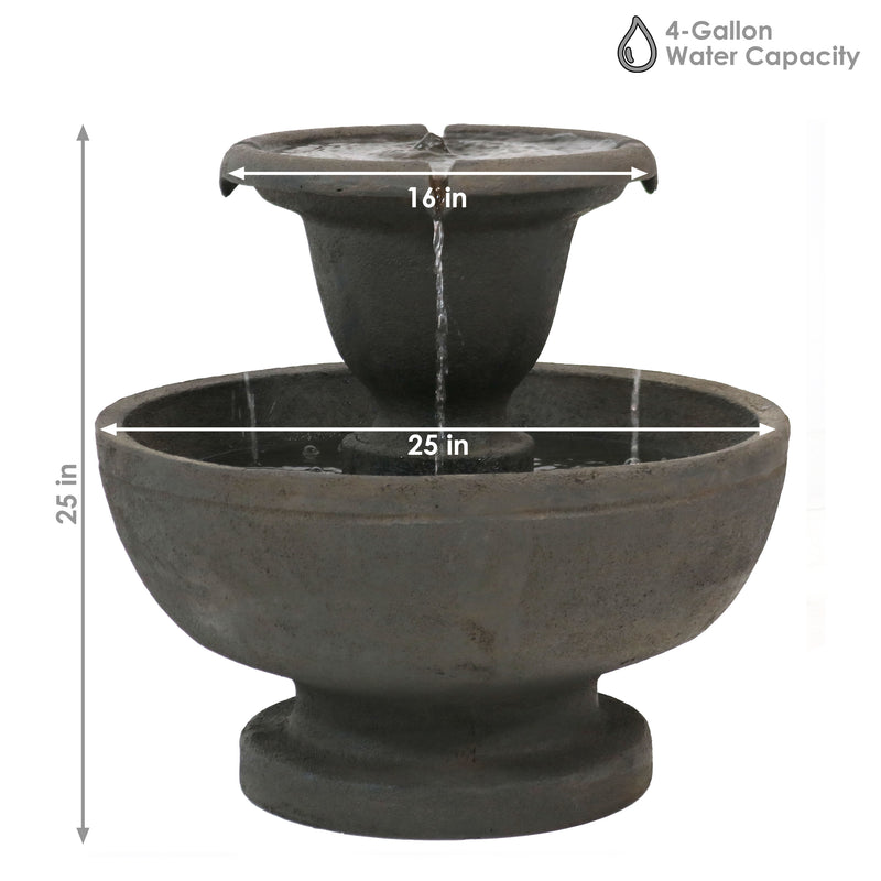 Sunnydaze Streaming Falls 2-Tier Outdoor Fountain - 25" H