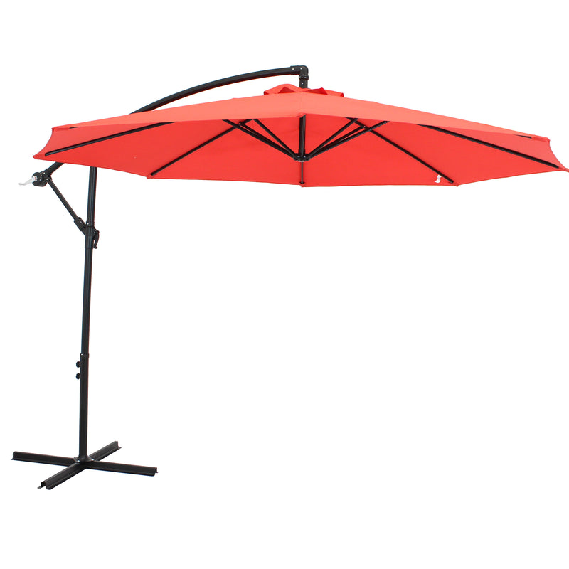 Sunnydaze Offset Outdoor Patio Umbrella with Crank - 9-Foot