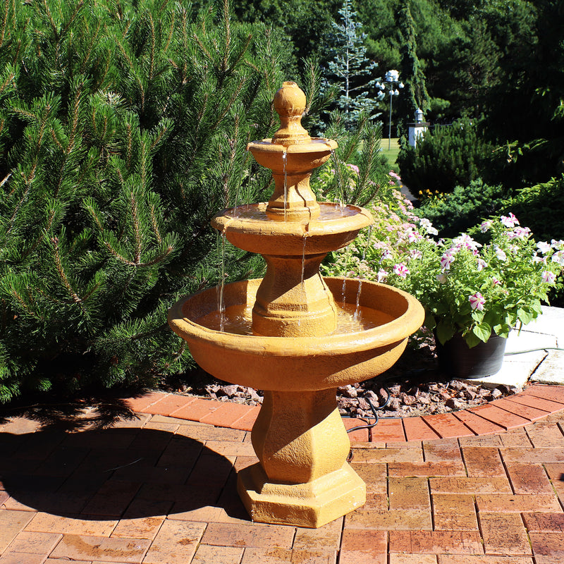 Sunnydaze Tropical 3-Tier Garden Water Fountain - 40" H