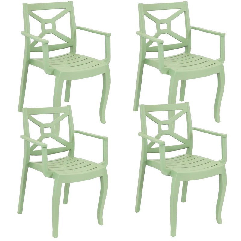 Sunnydaze Tristana Plastic Outdoor Arm Chair - Multiple Colors Available