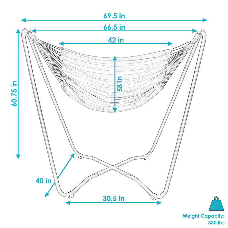 Sunnydaze Hanging Rope Hammock Chair with Space-Saving Stand