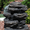 Sunnydaze Rock Falls Outdoor Waterfall Fountain with LED Lights - 24"