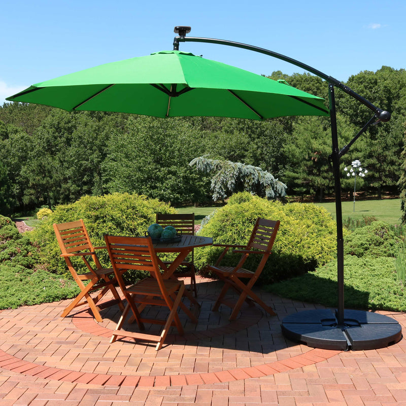 Sunnydaze 10' Offset Patio Umbrella with Solar LED Lights