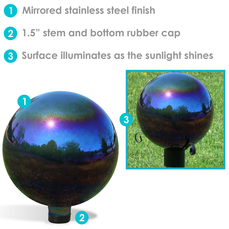 Sunnydaze Mirrored Glass Gazing Globe - 10"