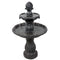 Sunnydaze 2-Tier Solar Outdoor Water Fountain with Battery Backup - Black Finish - 35-Inch