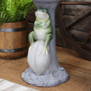 Sunnydaze Polyresin Brooding Frog on Stone Outdoor Garden Bird Bath