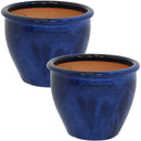 Sunnydaze Set of 2 Chalet High-Fired Glazed Ceramic Planter