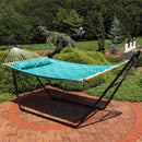 Sunnydaze 2-Person Fabric Spreader Bar Hammock and Pillow