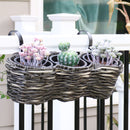 Sunnydaze Round Polyrattan 3-Section Over-the-Rail Planter