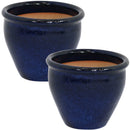 Sunnydaze Set of 2 Chalet High-Fired Glazed Ceramic Planter