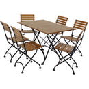 Sunnydaze Essential European Chestnut Wood 7-Piece Folding Table and Chairs Set