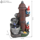 Sunnydaze Fire Hydrant Gnomes Outdoor Water Fountain with LED Light - 16"