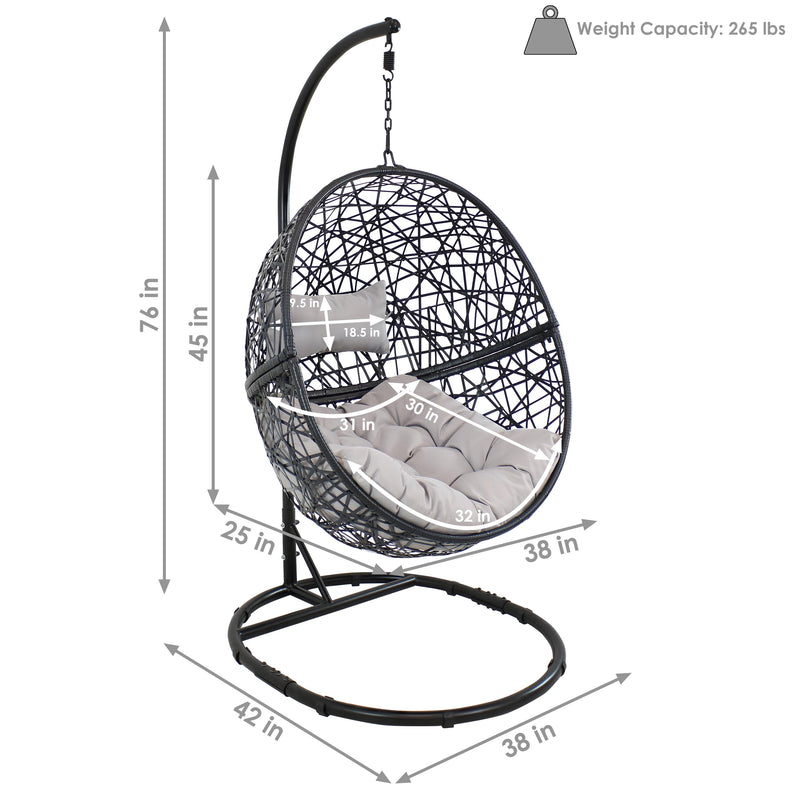 Sunnydaze Jackson Outdoor Hanging Egg Chair Chair with Stand