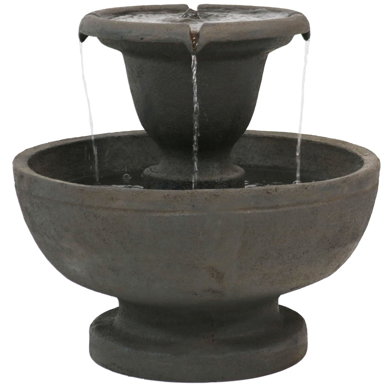 Sunnydaze Streaming Falls 2-Tier Outdoor Fountain, 25-Inch Tall