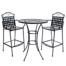 Sunnydaze Outdoor Black Scrolling Wrought Iron Bar Chair and Table Set