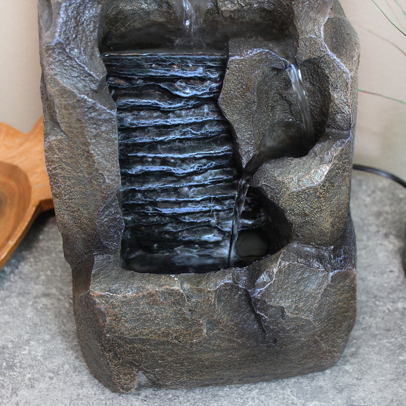 Sunnydaze Stony Rock Waterfall Indoor Tabletop Fountain - 11"