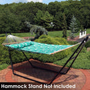 Sunnydaze 2-Person Fabric Spreader Bar Hammock and Pillow